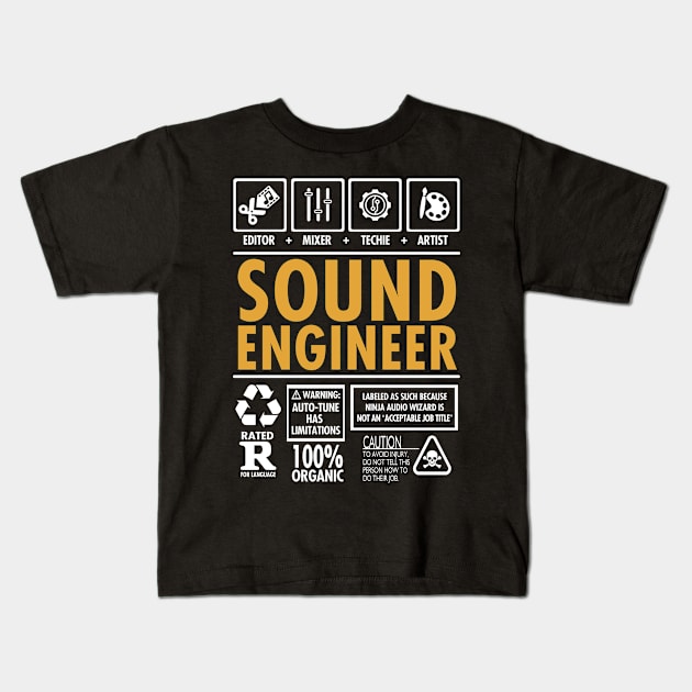 Sound Engineer Mixer Editor Artist Kids T-Shirt by NerdShizzle